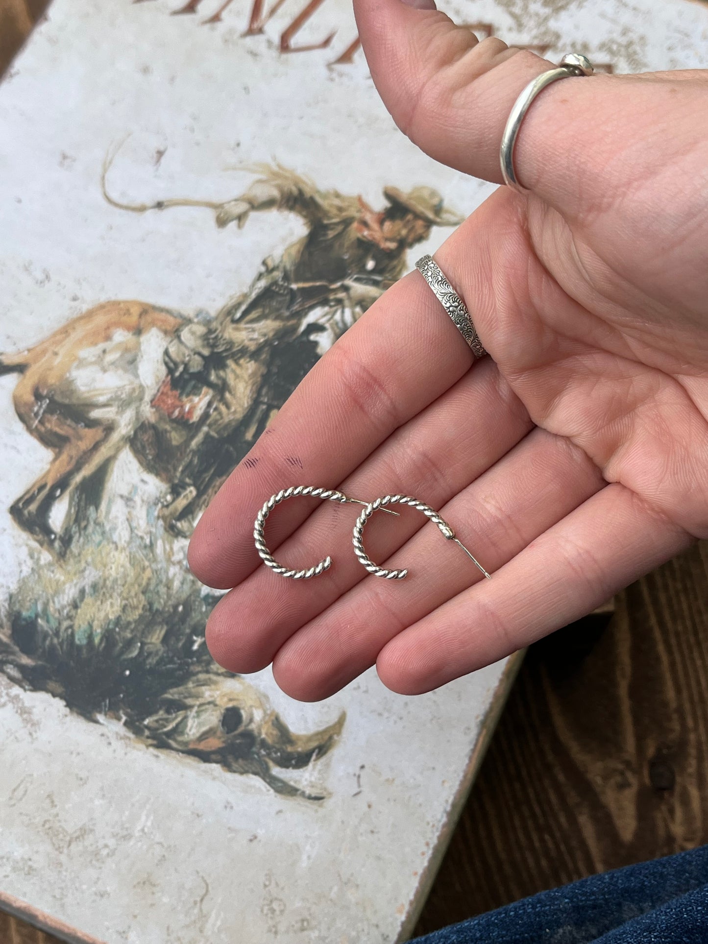 Small rope hoop earrings