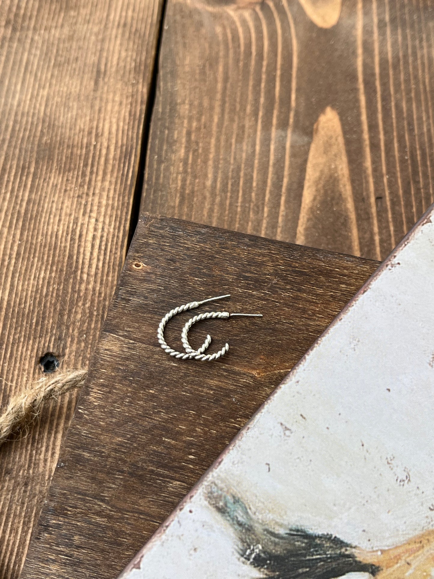 Small rope hoop earrings