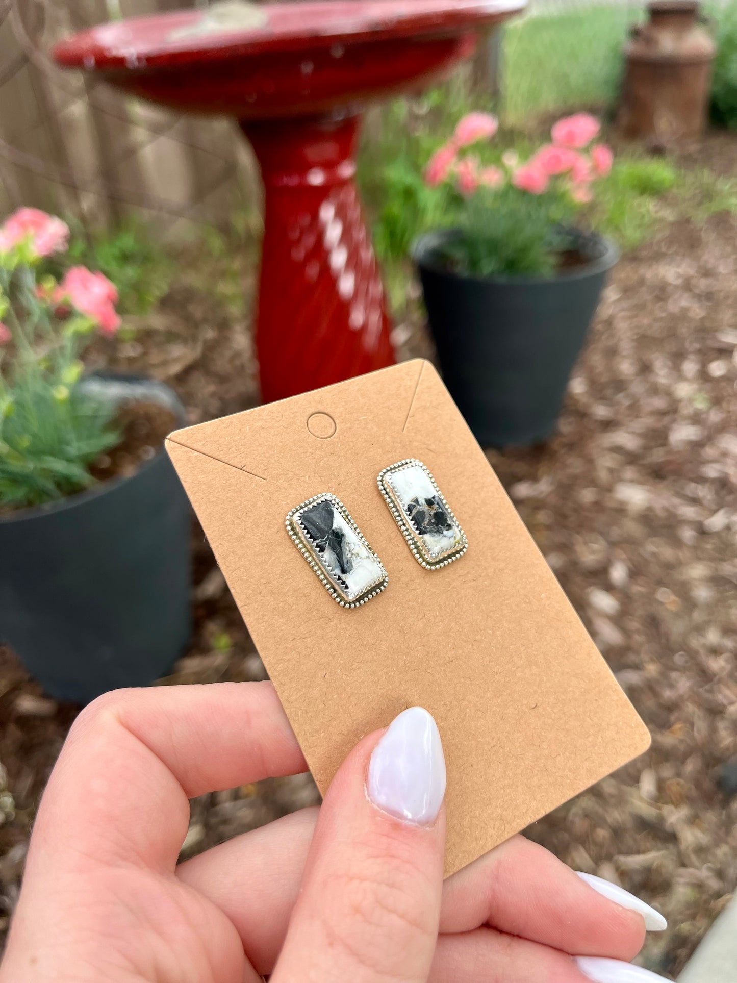 White Buffalo Bar Earrings