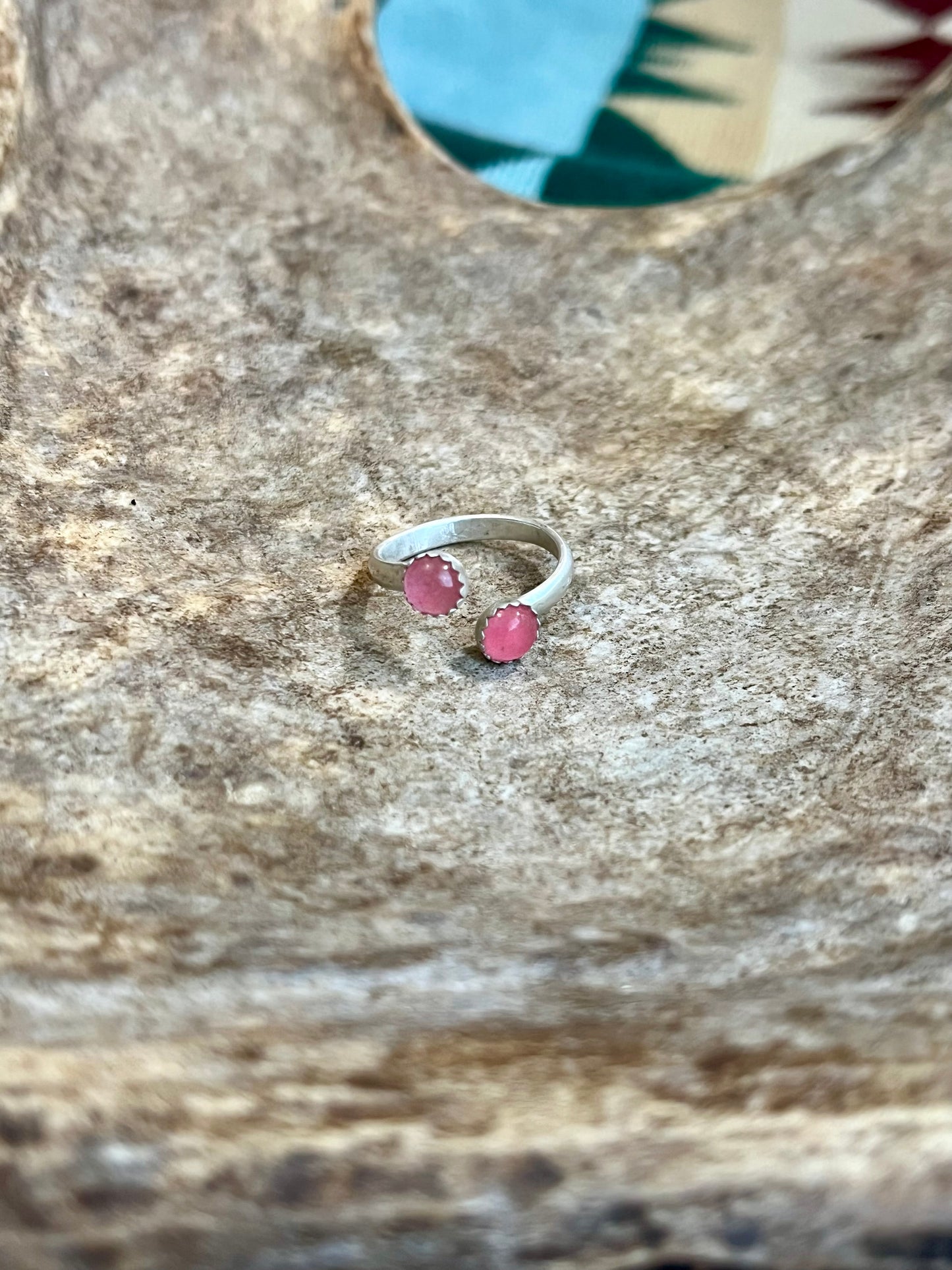 Pink Jade Adjustable Ring