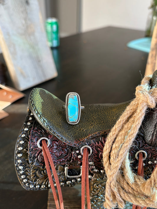 #8 Turquoise Bar Ring~ Size 6.5