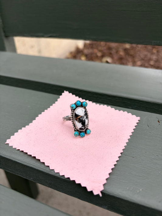 Sonoran and white Buffalo Ring ~ size 8