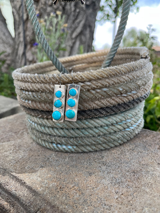 Three Stone Bar Earrings