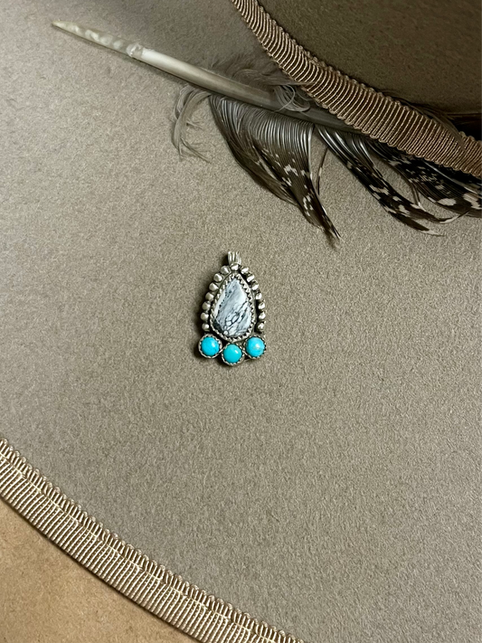 White Buffalo And Kingman Turquoise Pear Necklace