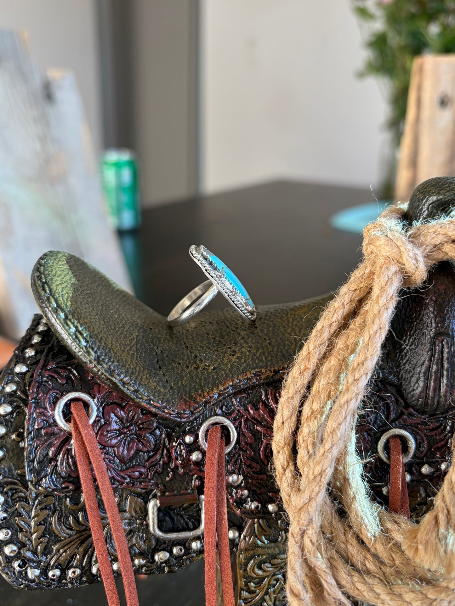 #8 Turquoise Bar Ring~ Size 6.5