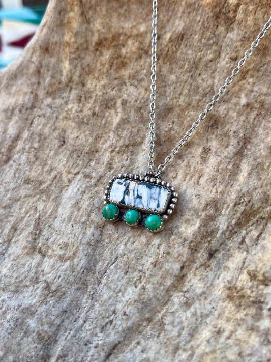 White Buffalo & Kingman Turquoise Necklace