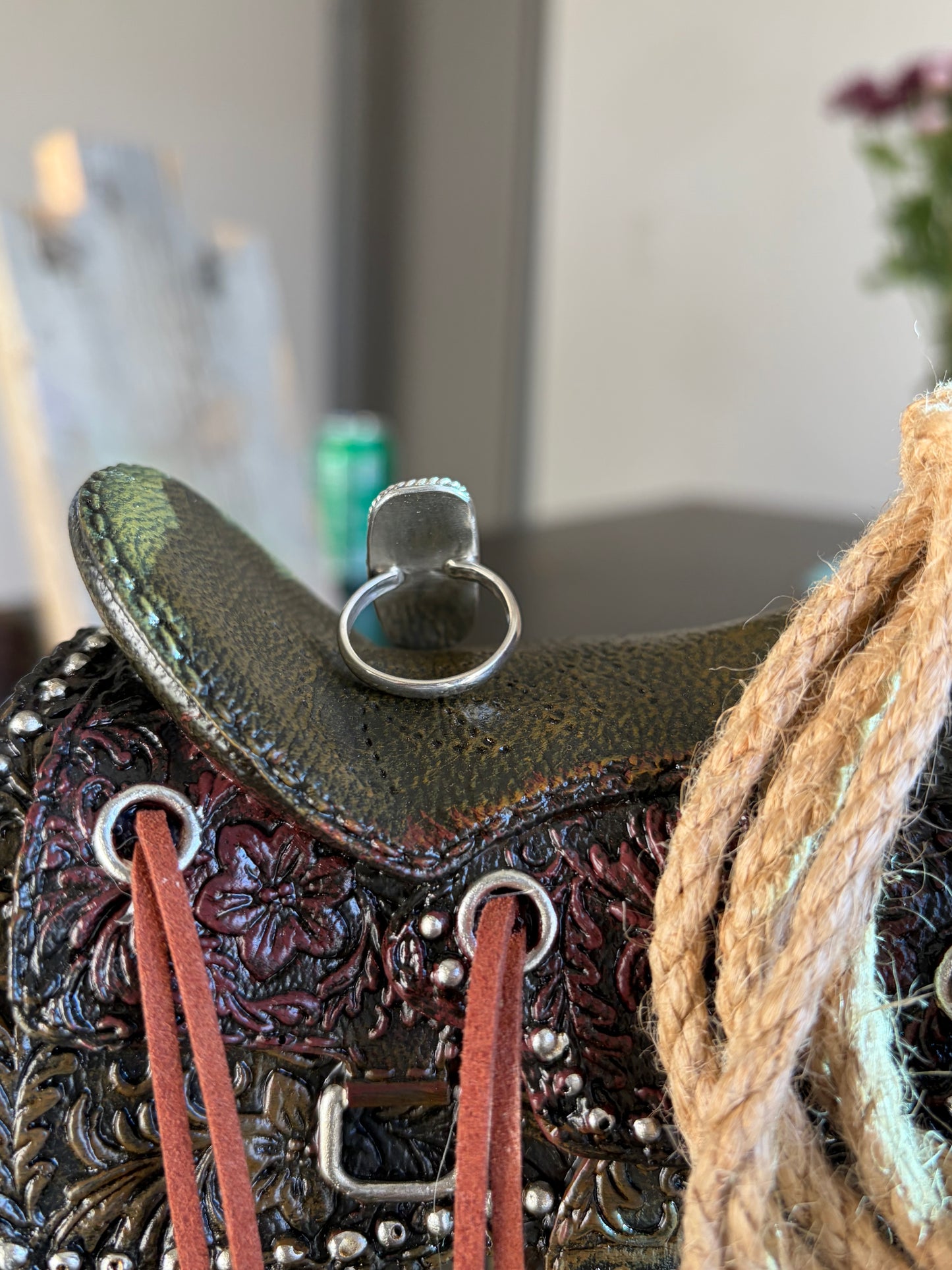 #8 Turquoise Bar Ring~ Size 6.5