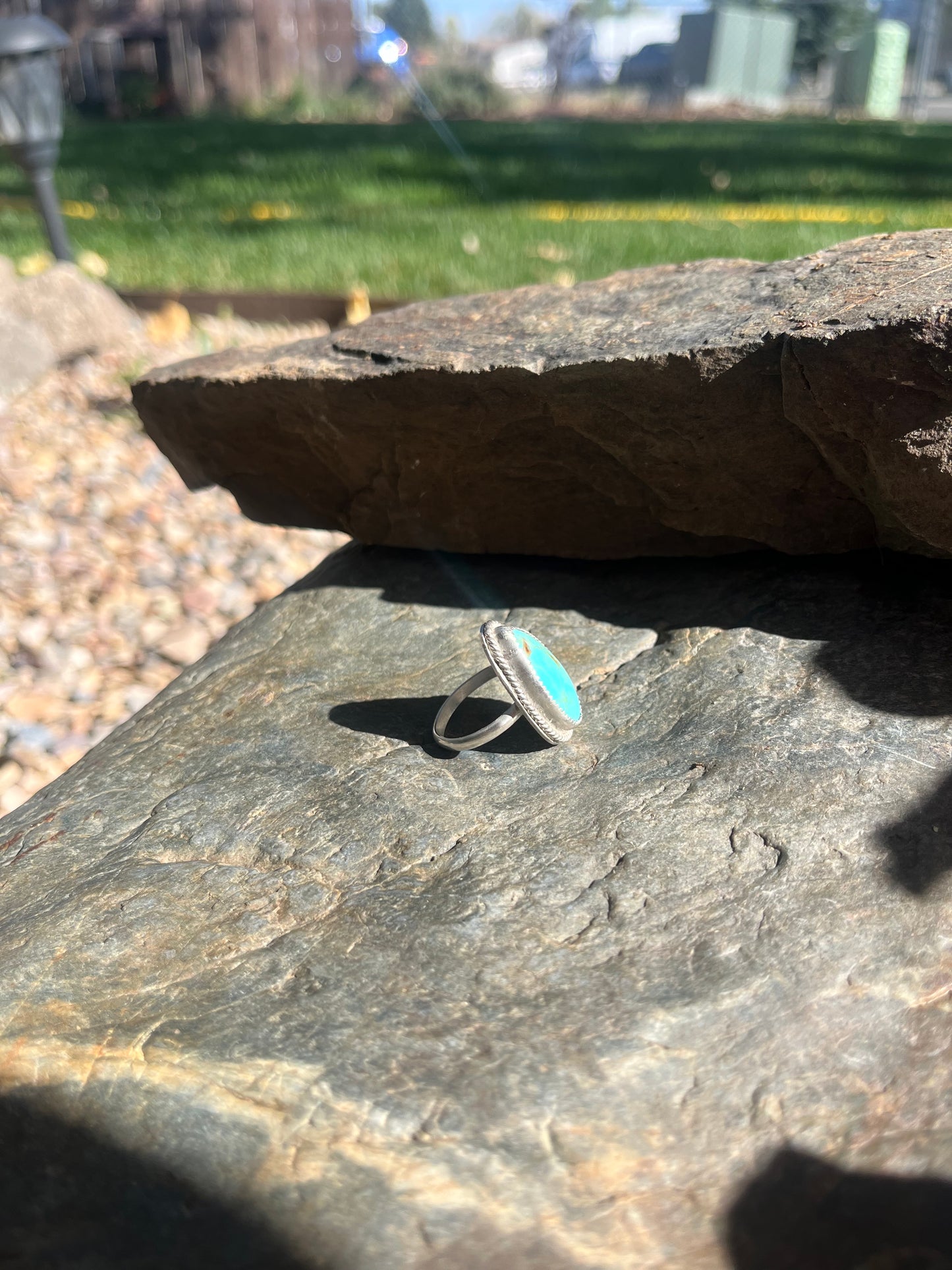 Size 7- #8 Turquoise Ring W/ Twist Wire