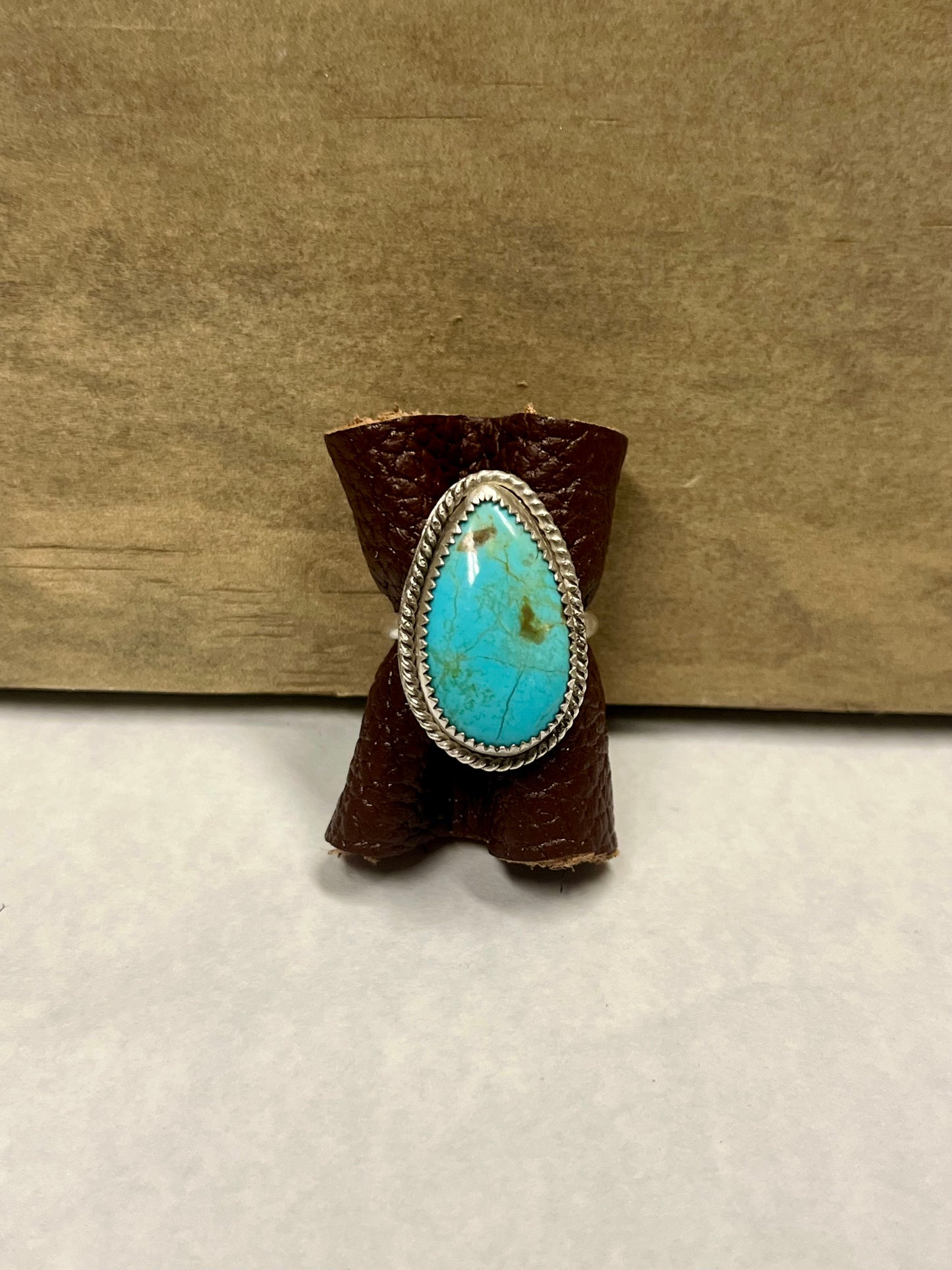 Size 7- #8 Turquoise Ring W/ Twist Wire