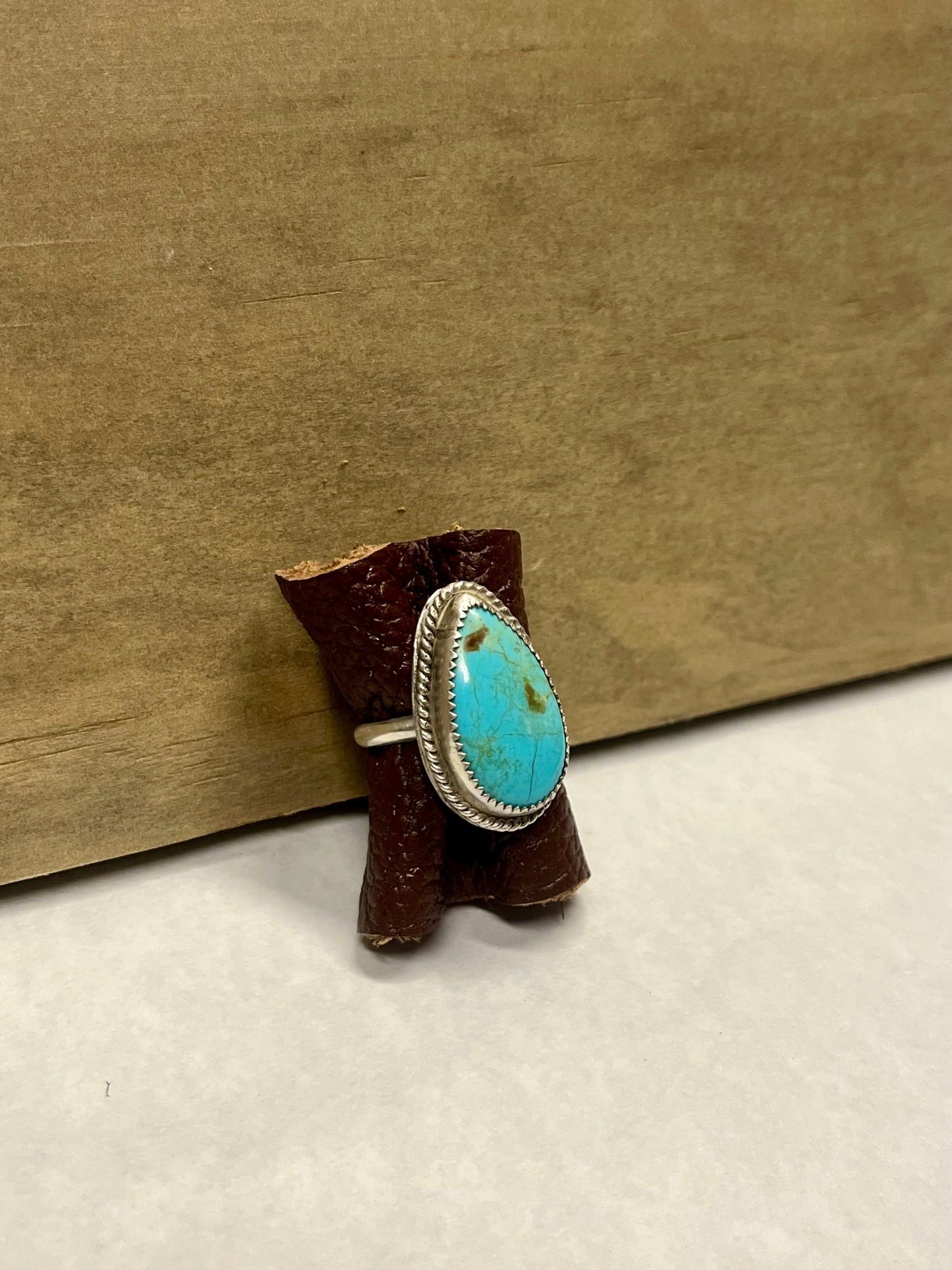 Size 7- #8 Turquoise Ring W/ Twist Wire