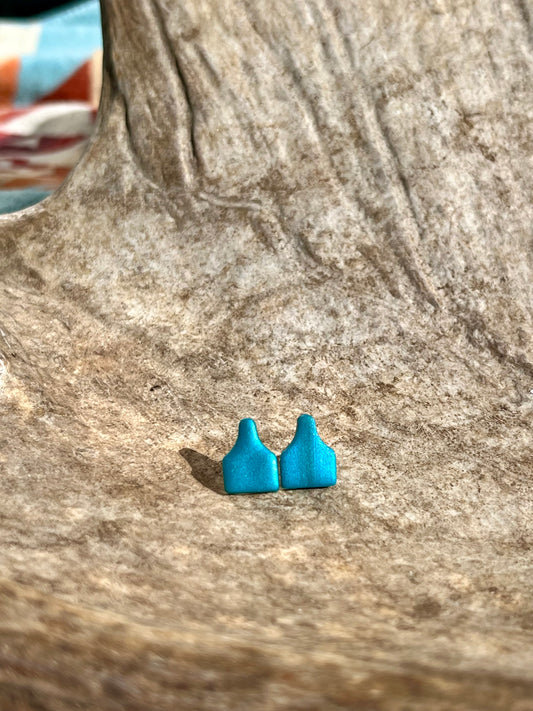 Turquoise Cow Tag Earrings Small