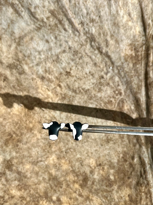 Black And White Cow Earrings